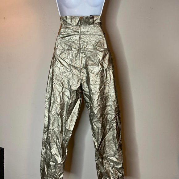 🤑WHO WHAT WEAR silver paper‎ bag pants - Picture 4 of 10